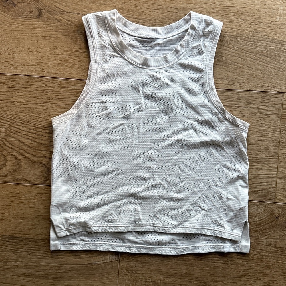 Lululemon White Sleeveless Mesh Top